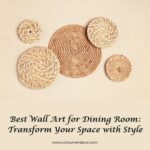 A collection of woven wall art in various circular shapes, showcasing natural textures, ideal for enhancing a dining room's decor.